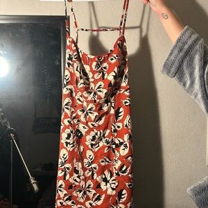 Free People Red and Black Floral Mini Dress